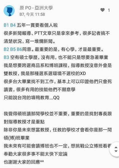 讀台大沒屁用？學店生酸「畢業→魯蛇」 超87% 解析 台大生刷新三觀：其他人領救濟金?